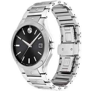 Movado - SE 41 mm Stainless Case & Bracelet Black Dial - 0607541