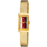 Gucci G-Frame White Red & Blue Textured Dial & Golden Coating Case - YA147511