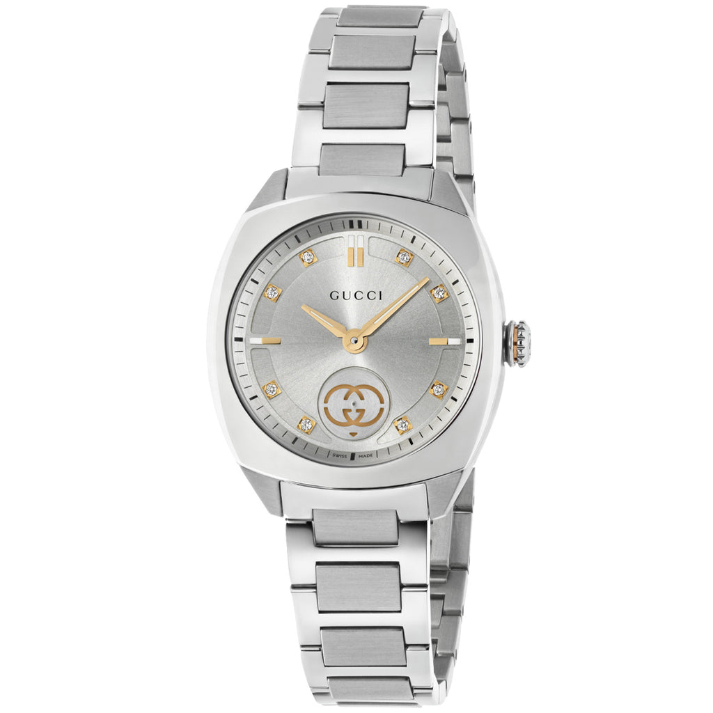 Gucci Interlocking M3 Diamond Dial Steel Bracelet - YA142510