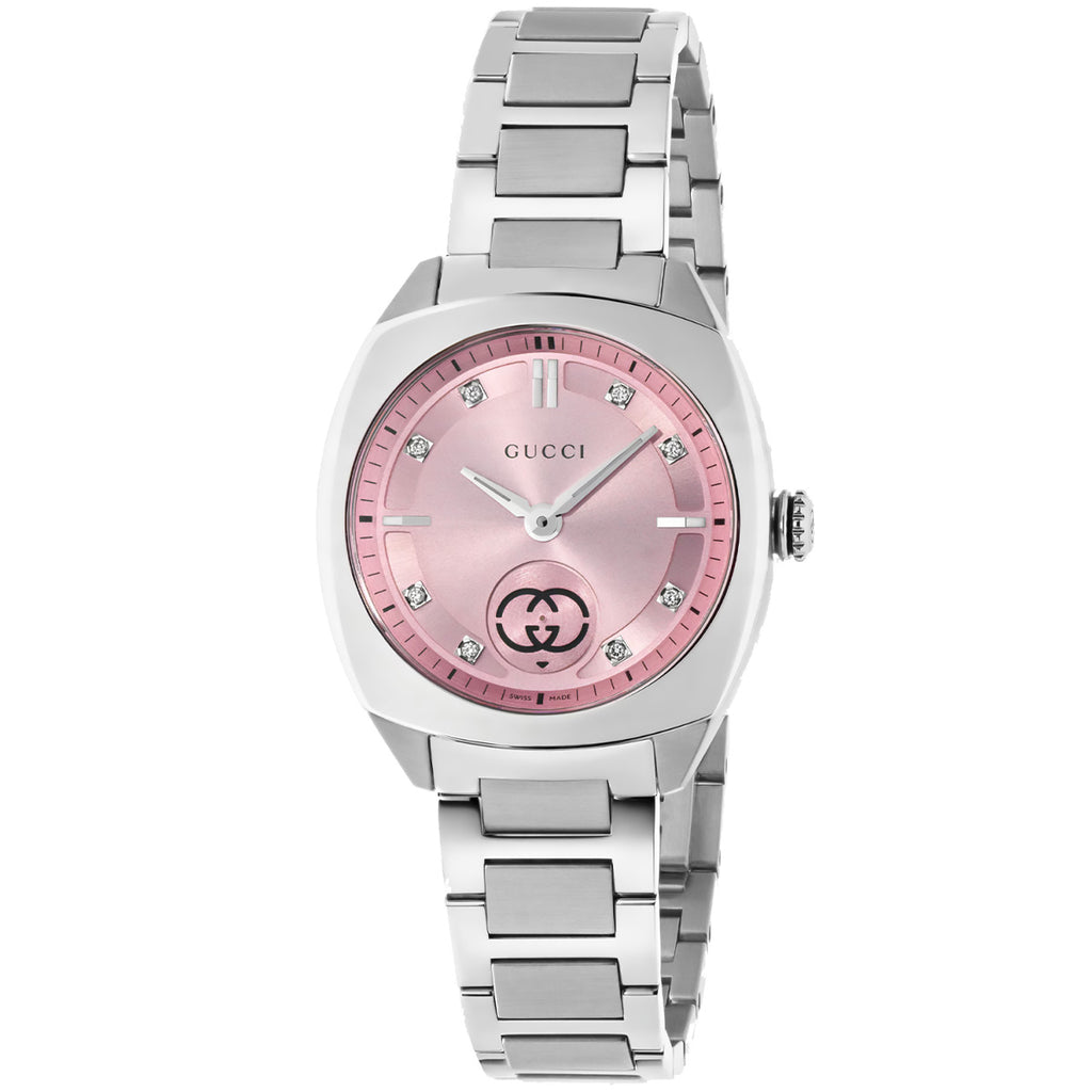 GUCCI Interlocking 29 mm Steel Case Pink Diamond Dial - YA142511