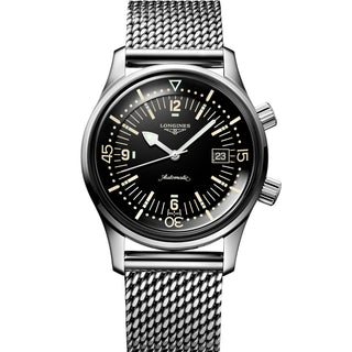 Longines - Legend Diver Black Dial Mesh Bracelet 42 mm - L37744506