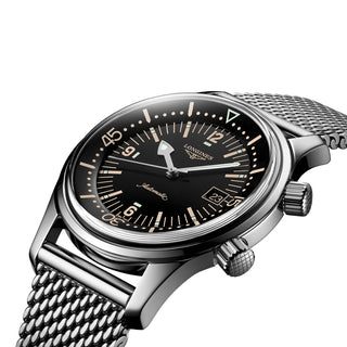 Longines - Legend Diver Black Dial Mesh Bracelet 42 mm - L37744506