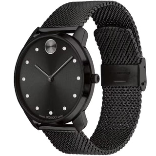 Movado - Bold Thin 42 mm Black Steel Case & Mesh Bracelet - 3600904