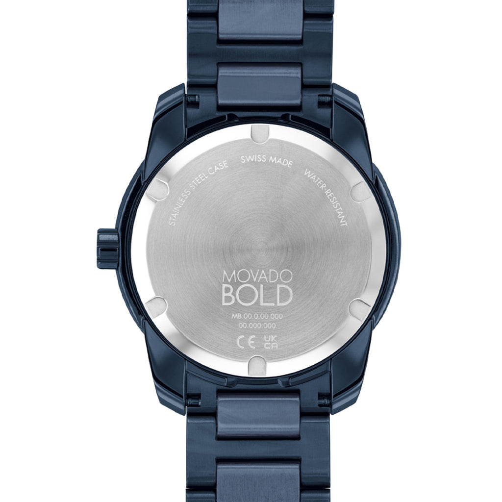 Movado - Bold Verso 42 mm Blue Case Bracelet & Dial Date - 3600862