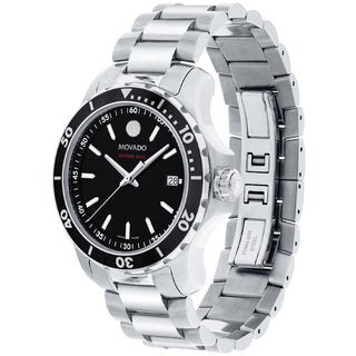 Movado - 800 Series 40 mm Steel Case & Bracelet Black Dial - 2600135