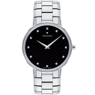 Movado - Faceto 39 mm Stainless Bracelet Diamond Dial Bezel & Lugs - 0607482