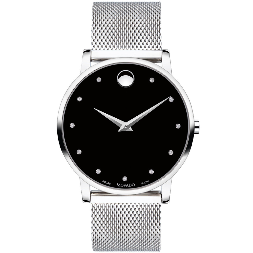 Movado - Museum Classic 40 mm Diamond Dial Stainless Case Mesh Bracelet - 0607511