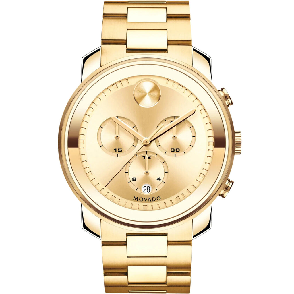 Movado - Bold 44 mm Chronograph Champagne Dial Yellow Gold Ion Plated - 3600278