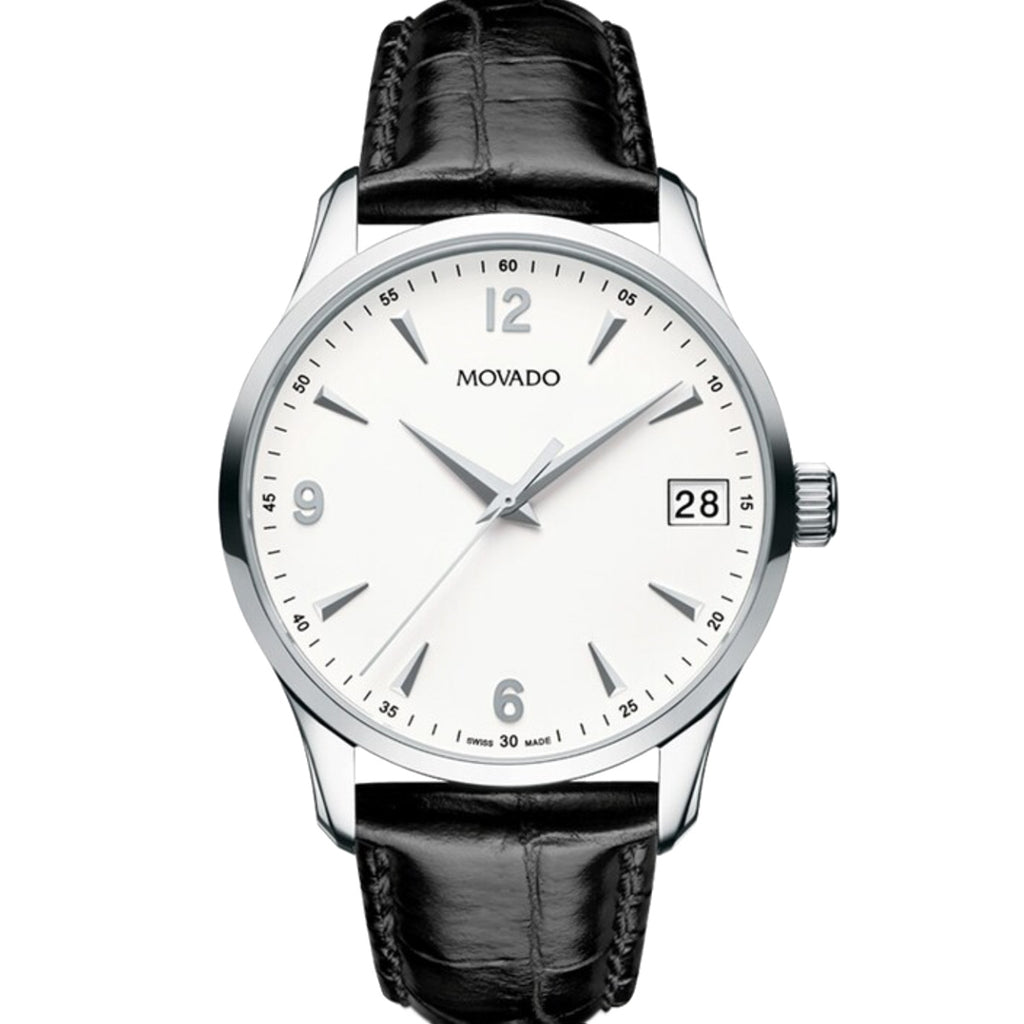 Movado - Circa 40 mm Classic Stainless Steel Case White Dial Date - 606569