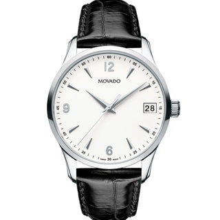 Movado - Circa 40 mm Classic Stainless Steel Case White Dial Date - 606569
