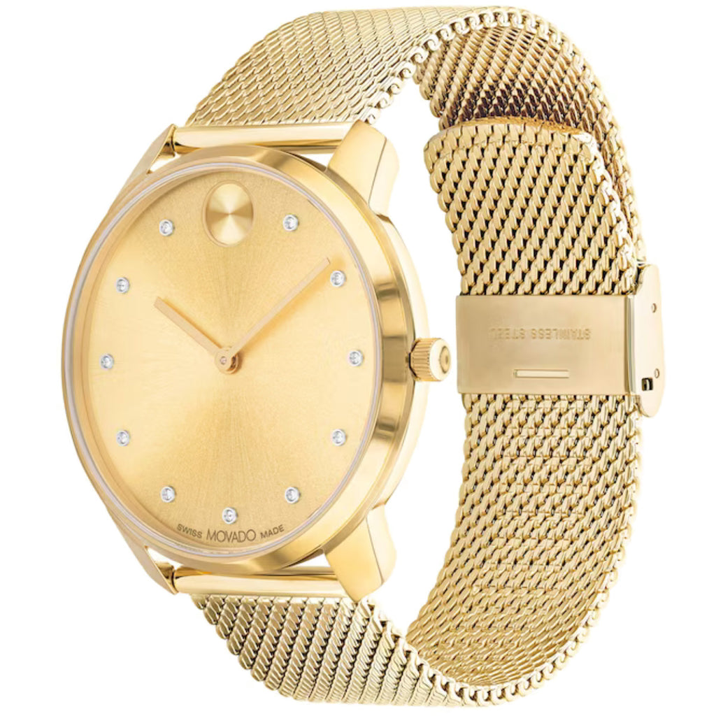 Movado - Bold Thin 42 mm Gold Ion Plated Mesh Bracelet - 3600903