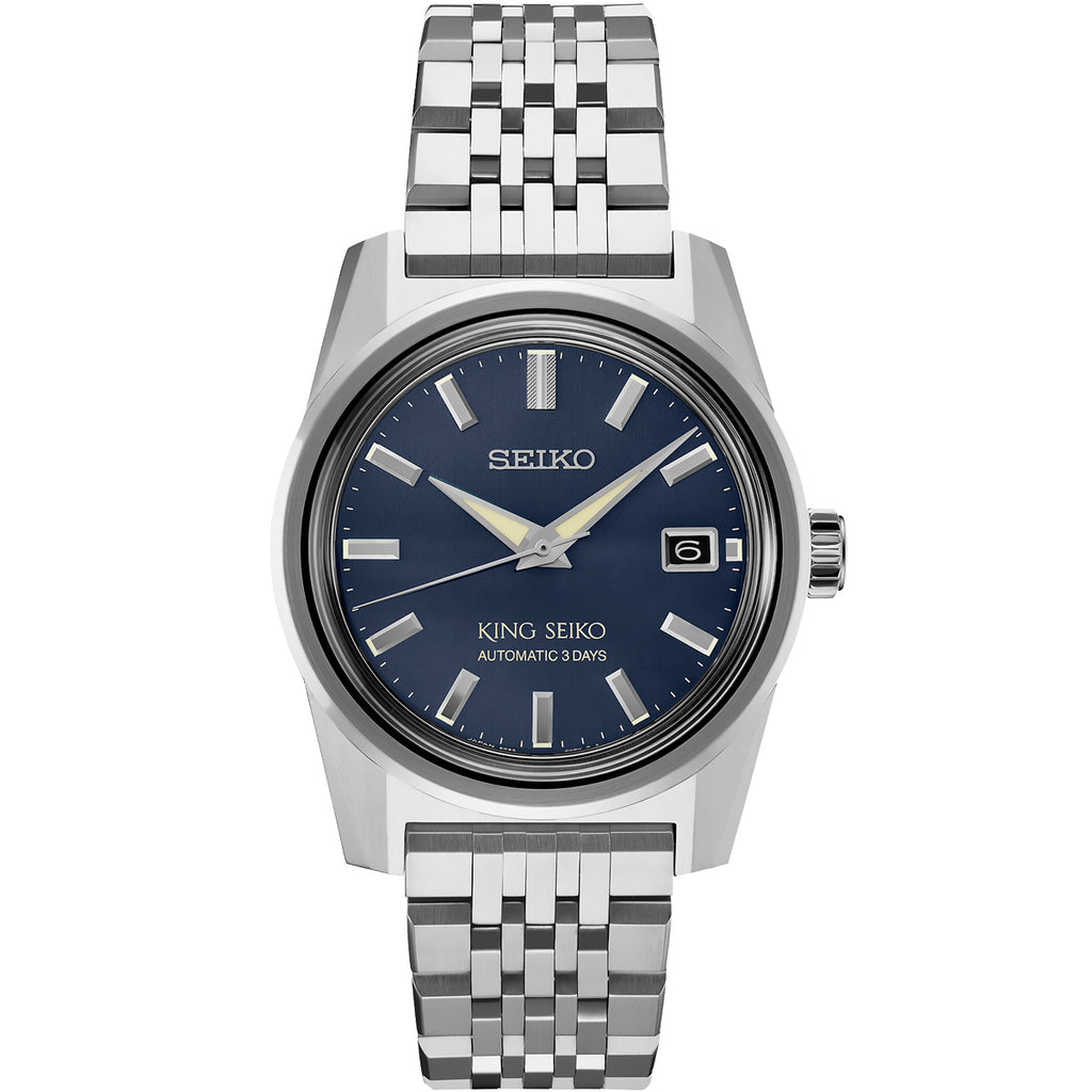 Seiko - King Seiko Vintage Inspired Indigo Blue Dial Date Stainless Bracelet - SPB389