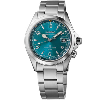 Seiko - Alpinist Turquoise Teal Compass Dial Steel Bracelet - SPB503