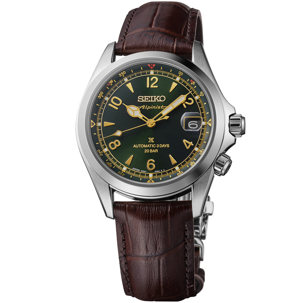 Seiko - Alpinist Green Compass Dial Leather Strap - SPB507