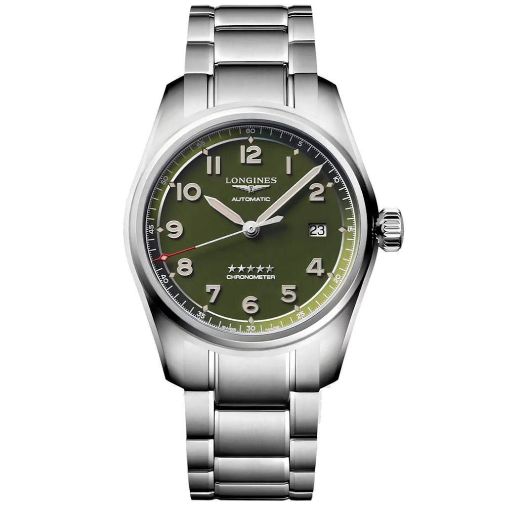 Longines - Spirit 40 mm Chronometer Stainless Green Dial Date - L38104036