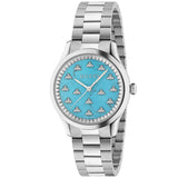 Gucci G-Timeless With Bee Motif 32 mm Turquoise Dial Stainless Bracelet - YA1265044