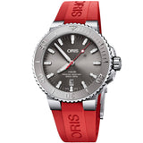 Oris - Aquis 43.5 mm Grey Dial Relief Bezel Red Rubber Band - 0173377304153-0742466EB