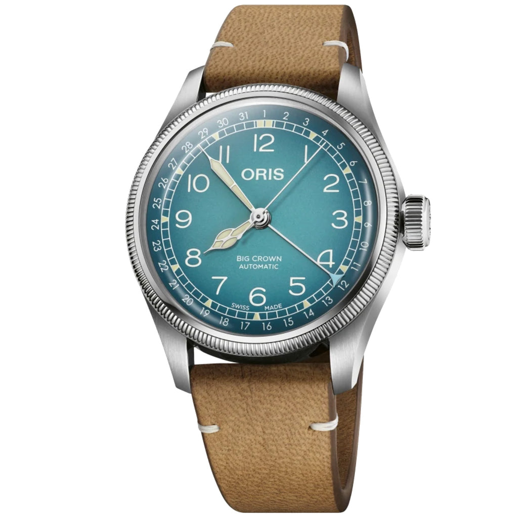 Oris - X Cervo Volante 38 mm Green Dial Pointer Date Travel Pouch Set - 0175477794065