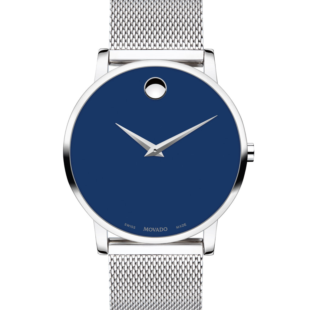 Movado - Museum Classic 40 mm Blue Dial Stainless Mesh Bracelet - 0607349