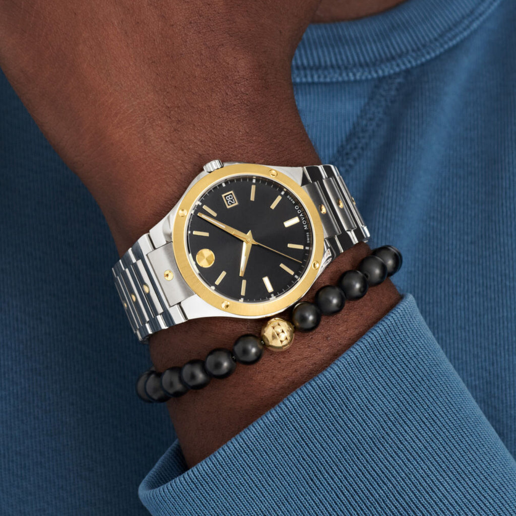 Movado - SE Stainless Case & Bracelet Yellow Gold PVD Sun-Ray Dial 41mm - 0607596