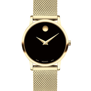 Movado - Museum Classic 28 mm Yellow Gold PVD Mesh Bracelet Women's - 0607627