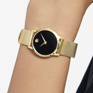 Movado - Museum Classic 28 mm Yellow Gold PVD Mesh Bracelet Women's - 0607627