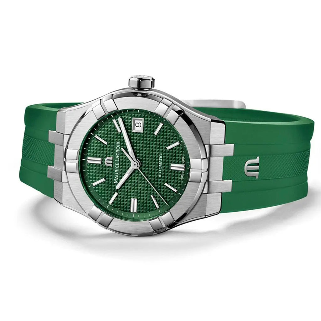 Maurice Lacroix - AIKON 42 mm Automatic Green Dial SS & Rubber Straps - AI6008-SS00F-630-D