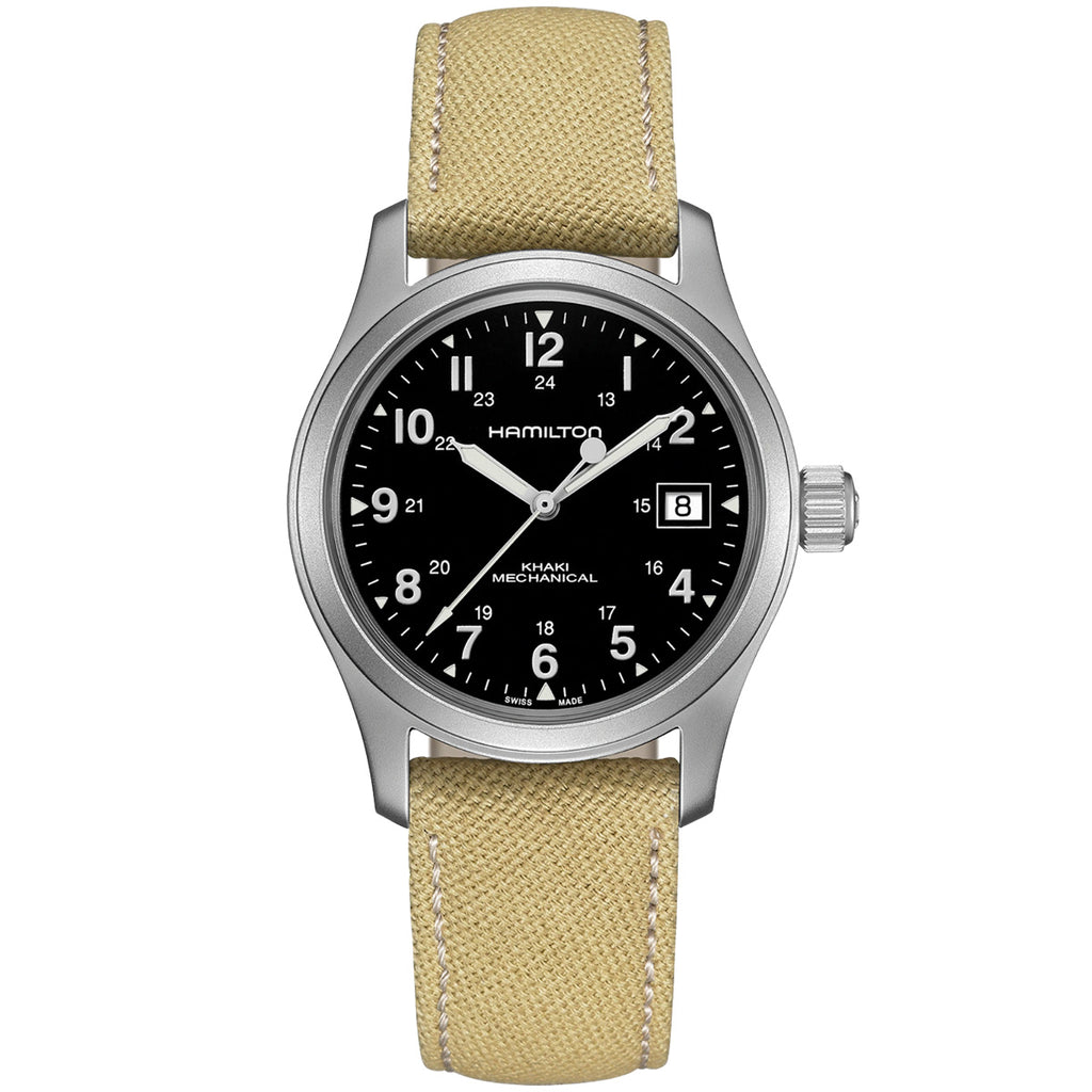 Hamilton - Khaki Field 38 mm Officer Mechanical Canvas Black Dial - H69439933