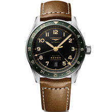 Load image into Gallery viewer, Longines - Spirit Zulu Time GMT 42 mm Green Bezel Anthracite Dial Leather - L38124632