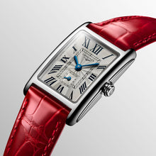 Load image into Gallery viewer, LONGINES - Dolcevita Womens Rectangular Guilloche Roman Dial Red Band - L52554715