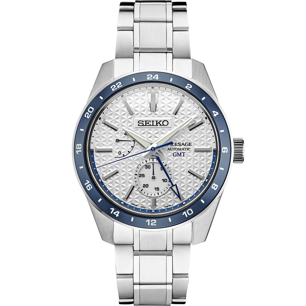 Seiko - Limited Edition GMT Automatic Silver Dial Blue Ceramic Bezel - SPB223