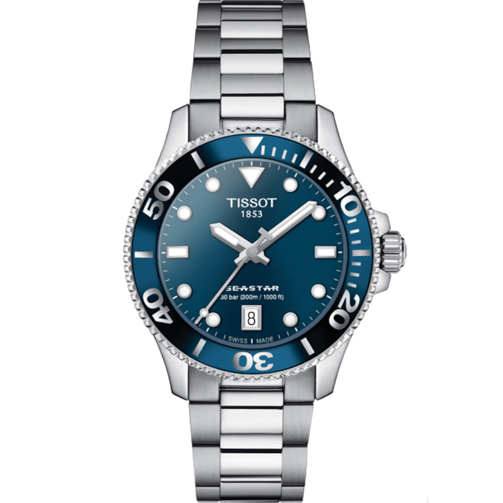 Tissot - Seastar 1000 Diver 36 mm Women's Blue Dial Bezel - T1202101104100