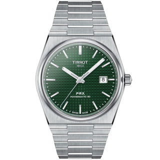 Tissot - PRX 40 mm Automatic Powermatic 80 Green Waffle Dial - T1374071109100