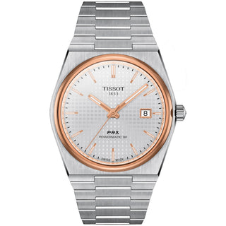 Tissot - PRX 40 mm Automatic Powermatic 80 Silver Dial Rose Gold Bezel - T1374072103100