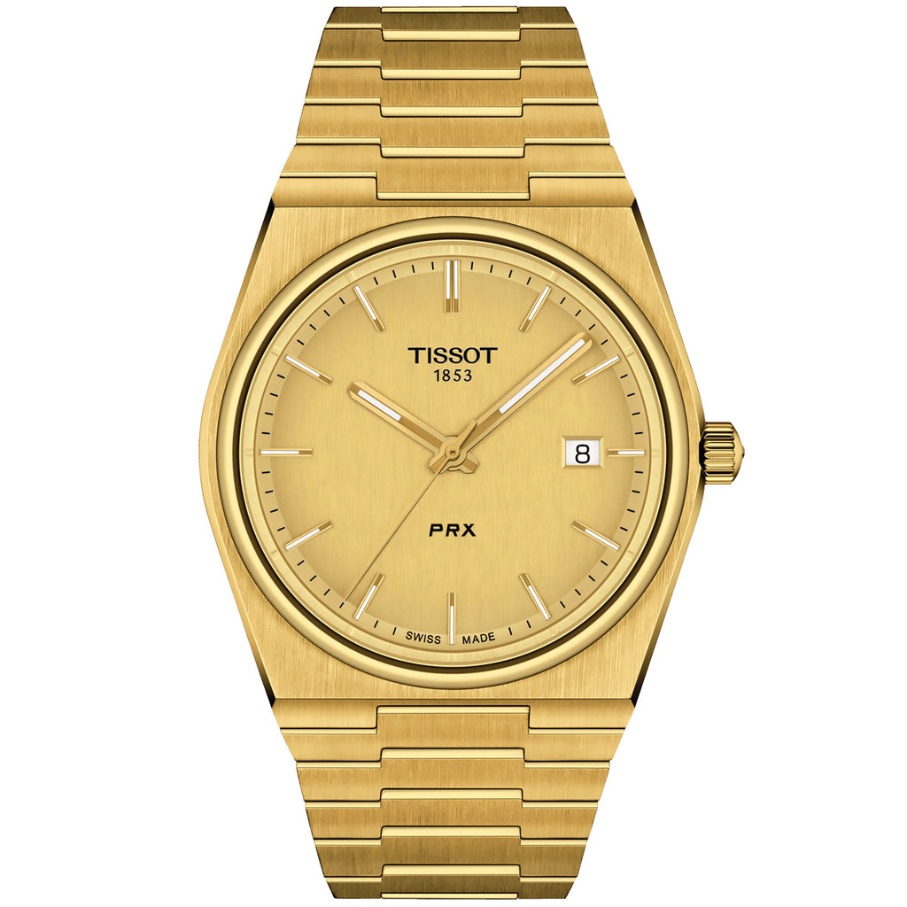 Tissot - PRX 40 mm Quartz Champagne Dial Yellow Gold PVD Case - T1374103302100