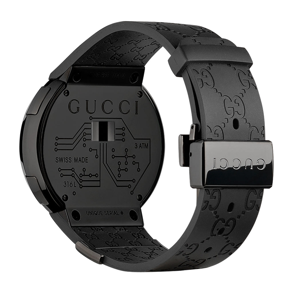 Gucci - I-Gucci 44 mm Digital Black PVD Case Rubber GG Print Band - YA114207