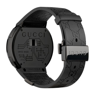 Gucci I-Gucci 44 mm Digital Black PVD Case Rubber GG Print Band - YA114207