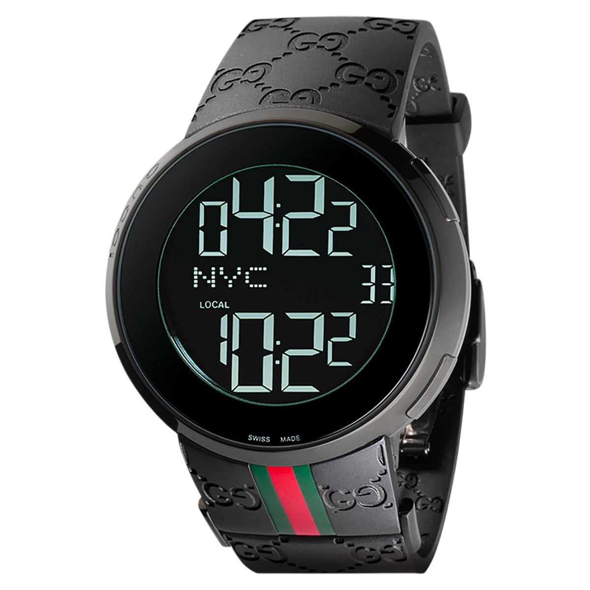 Gucci I-Gucci 44 mm Digital Black PVD Case Rubber GG Print