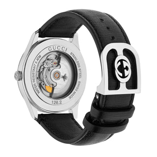 Gucci G-Timeless With Bee Motif 42 mm Automatic Black Onyx Dial Leather Band - YA126286