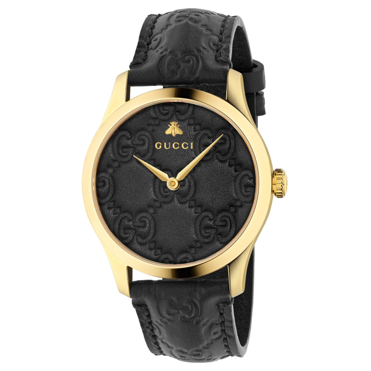 Gucci G-Timeless Signature 38 mm Black Leather Dial & Strap 