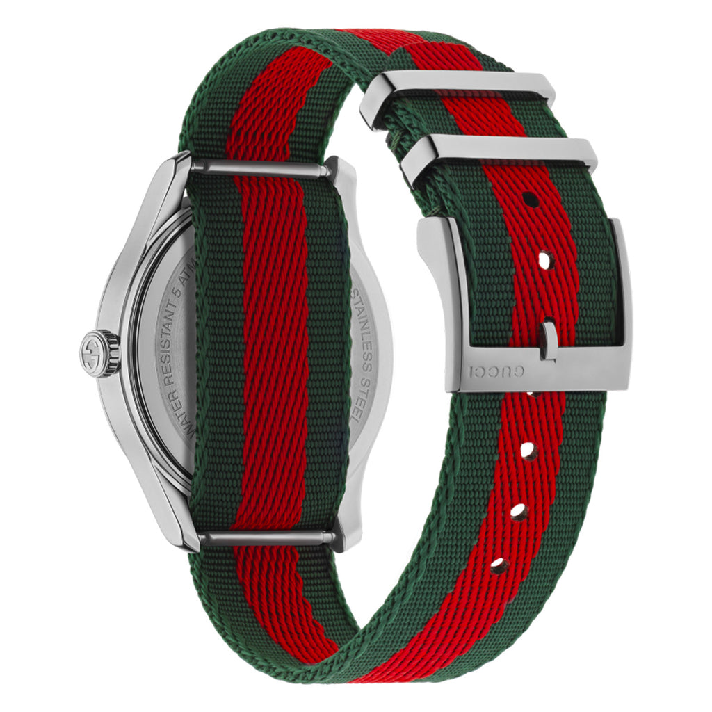 Gucci - G-Timeless 38 mm Large Bee Silver Embroidered Red Green Dial - YA1264148