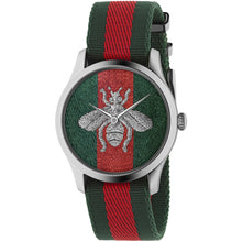 Load image into Gallery viewer, Gucci - G-Timeless 38 mm Large Bee Silver Embroidered Red Green Dial - YA1264148