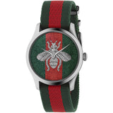 Gucci G-Timeless 38 mm Large Bee Silver Embroidered Red Green Dial - YA1264148