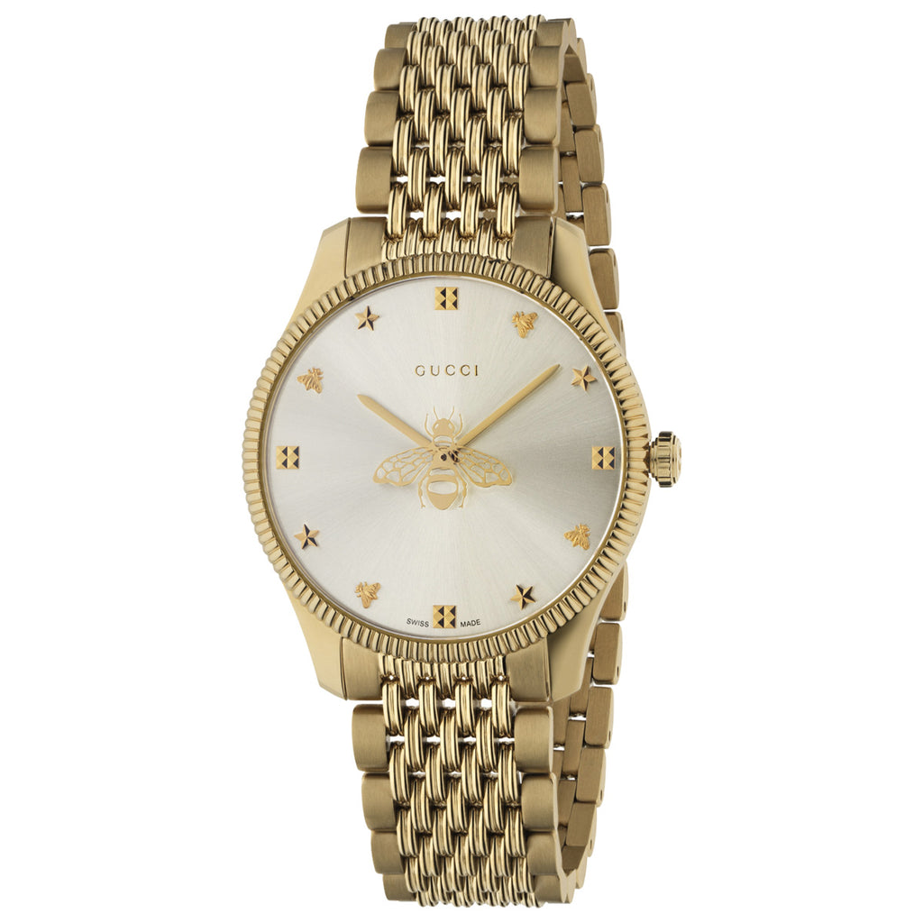 Gucci G-Timeless Slim 36 mm Sun-Brushed Bee Seconds Hand Gold PVD - YA1264155