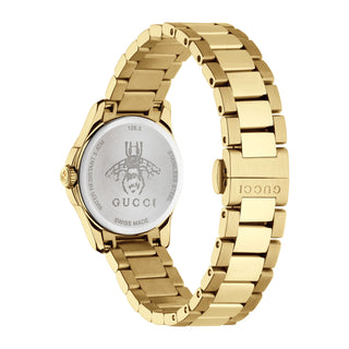 Gucci G-Timeless Iconic 27mm Guilloche Dial Gold PVD Case Bracelet M3 - YA126576