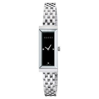 Gucci G-Frame 25 mm Women's Black Diamond Dial Steel Bracelet - YA127504