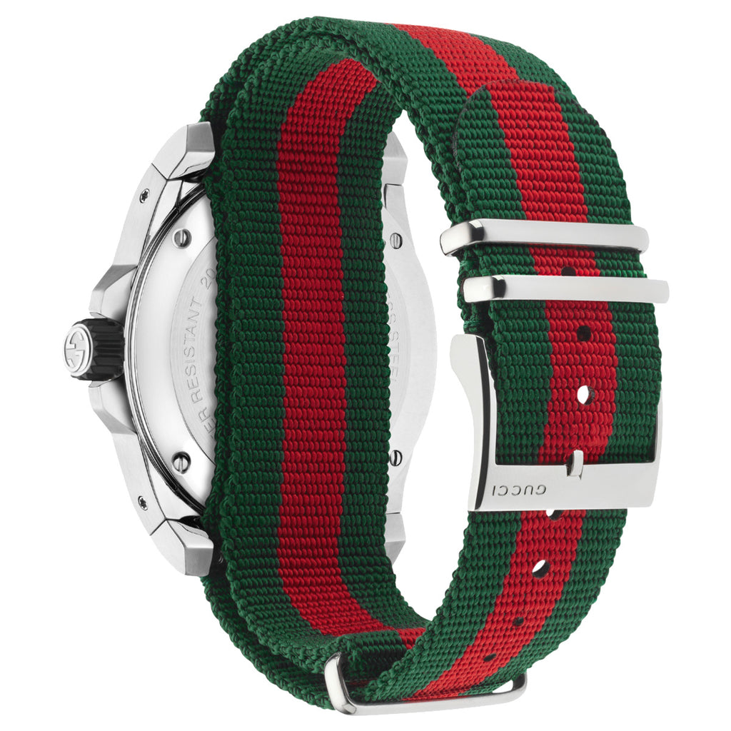 GUCCI - Dive 45 mm M3 Stainless Steel Black Dial Green Red Strap - YA136209A