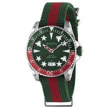 Load image into Gallery viewer, GUCCI - Dive 40 mm M3 Steel Case Green Dial Recycled Green Red Strap - YA136339