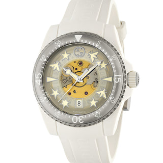GUCCI Dive 40 mm Recycled Steel & Bio-Plastic White Transparent Dial Date - YA136343