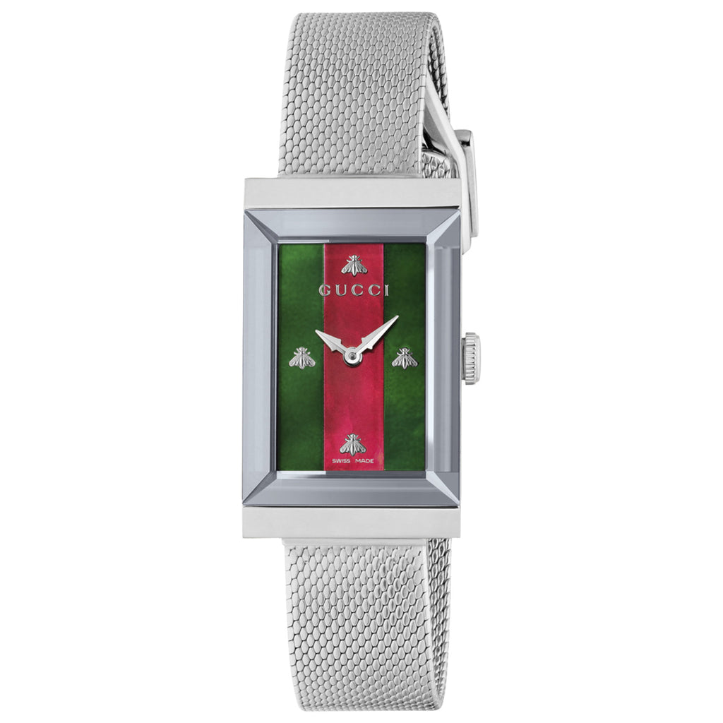Gucci G-Frame 34 mm Women's Green Red Mother of Pearl Bees Dial - YA147401